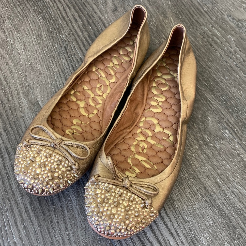 Sam Edelman Beatrix Stud Ballet Flats in Gold